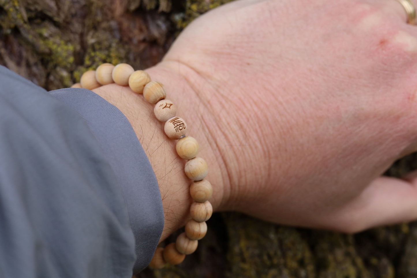 The Spotlight Project "Work Hard Play Hard" Natural Wood Collaboration Bracelet